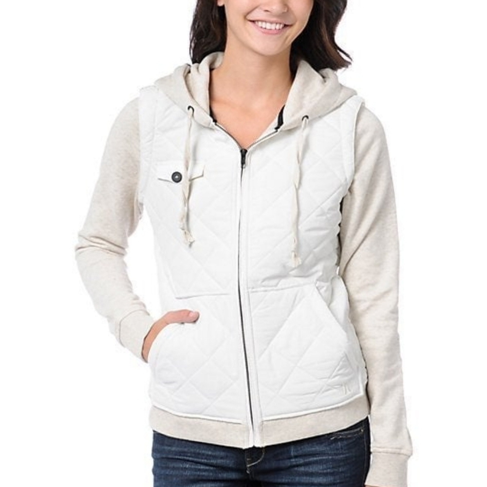 Hurley Bristol Quilted Zip Up Hoodie Sweatshirt Jacket